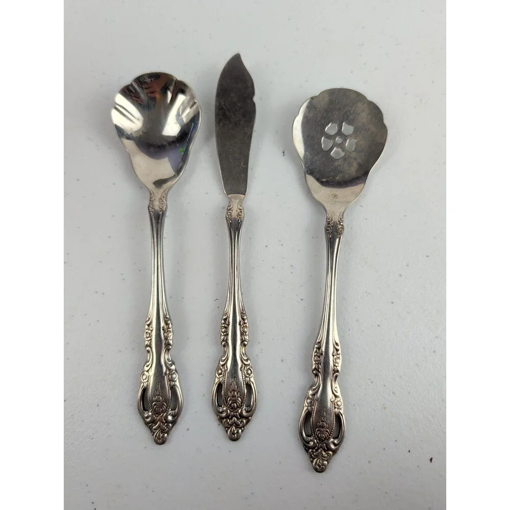 3 Piece Set Oneida Community BRAHMS Butter Spreader, Jelly Server & Sugar Spoon